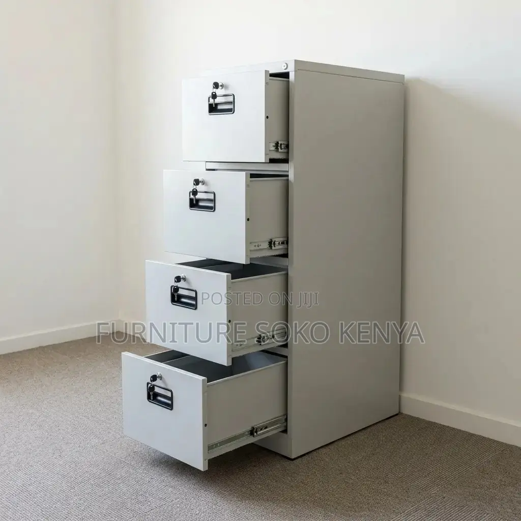 Lockable Cabinet : 4-Drawer Metallic Vertical Office Filing Cabinet