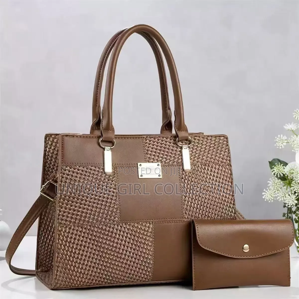 2-in-1 Ladies Handbag & Matching Purse Set – Elegant Woven Design