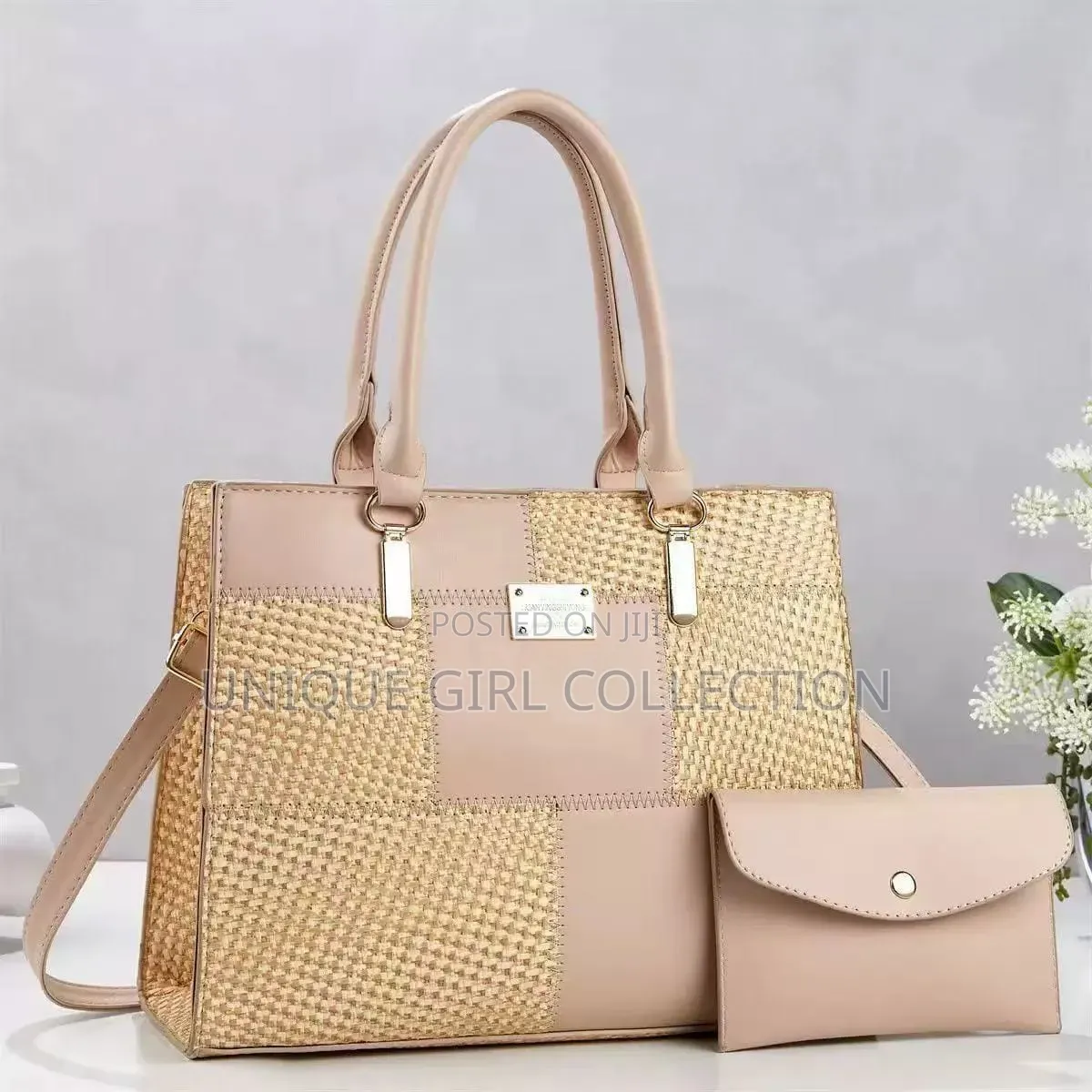 2-in-1 Ladies Handbag & Matching Purse Set – Elegant Woven Design