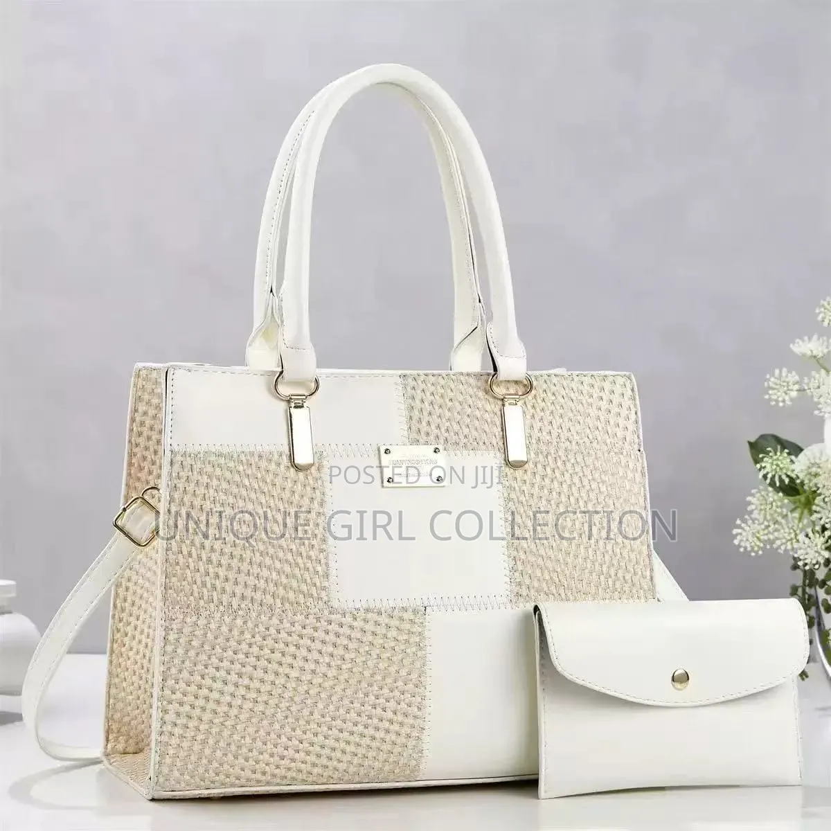 2-in-1 Ladies Handbag & Matching Purse Set – Elegant Woven Design