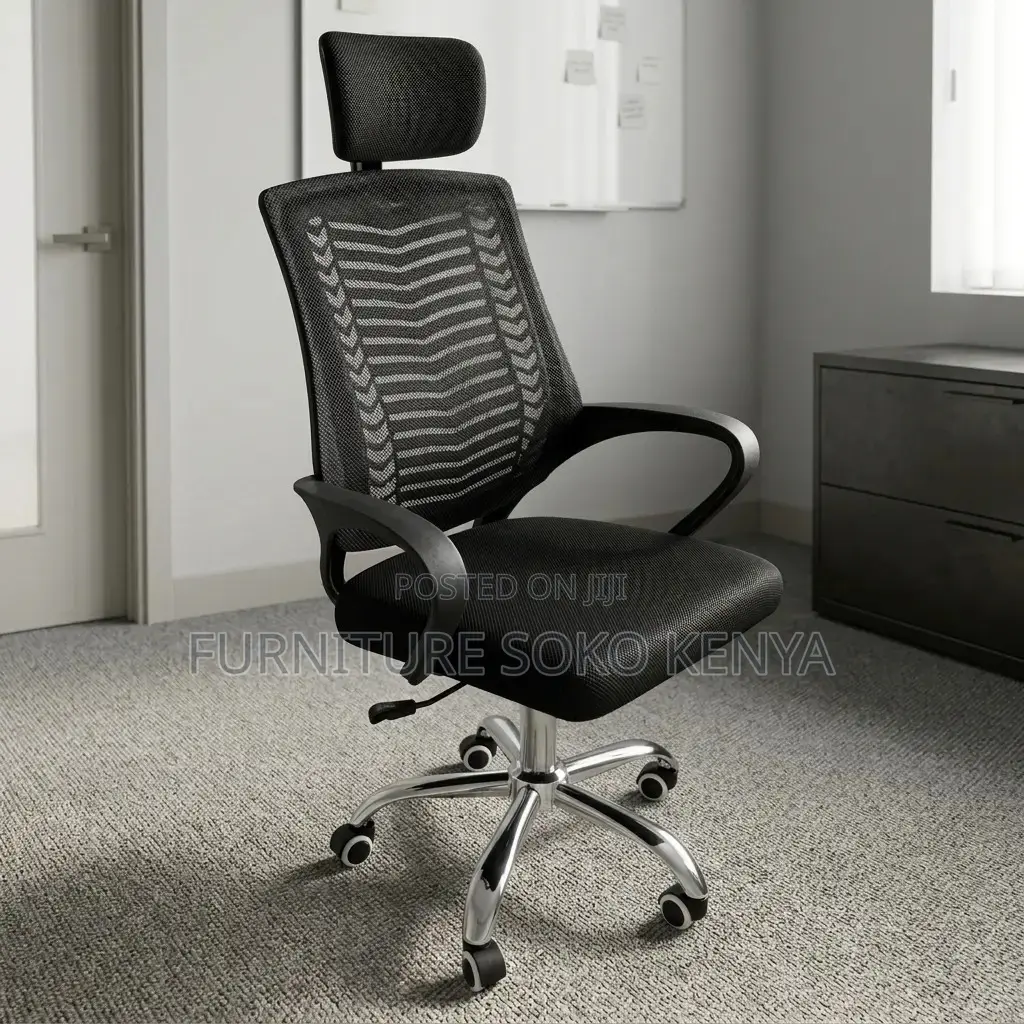 Office Chair : Ergonomic Mesh Office Chair-Headrest