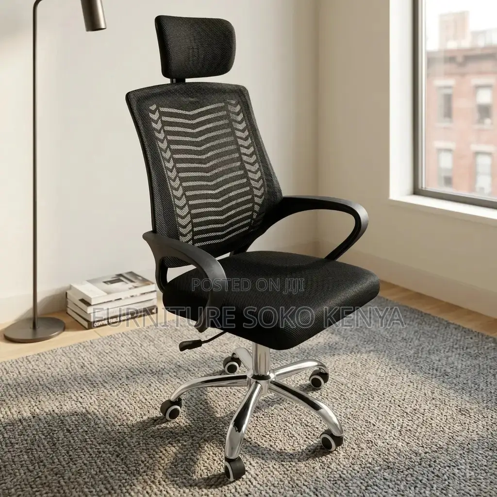 Office Chair : Ergonomic Mesh Office Chair-Headrest