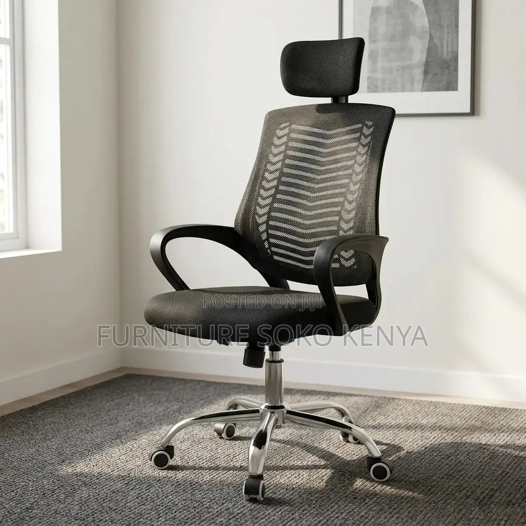 Office Chair : Ergonomic Mesh Office Chair-Headrest