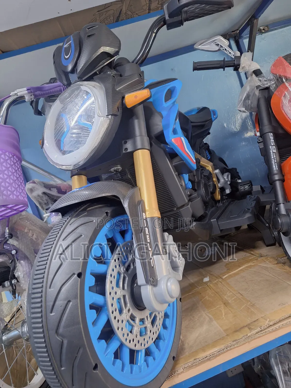 Blue Kids Electric Bike 4_12yrs With Music