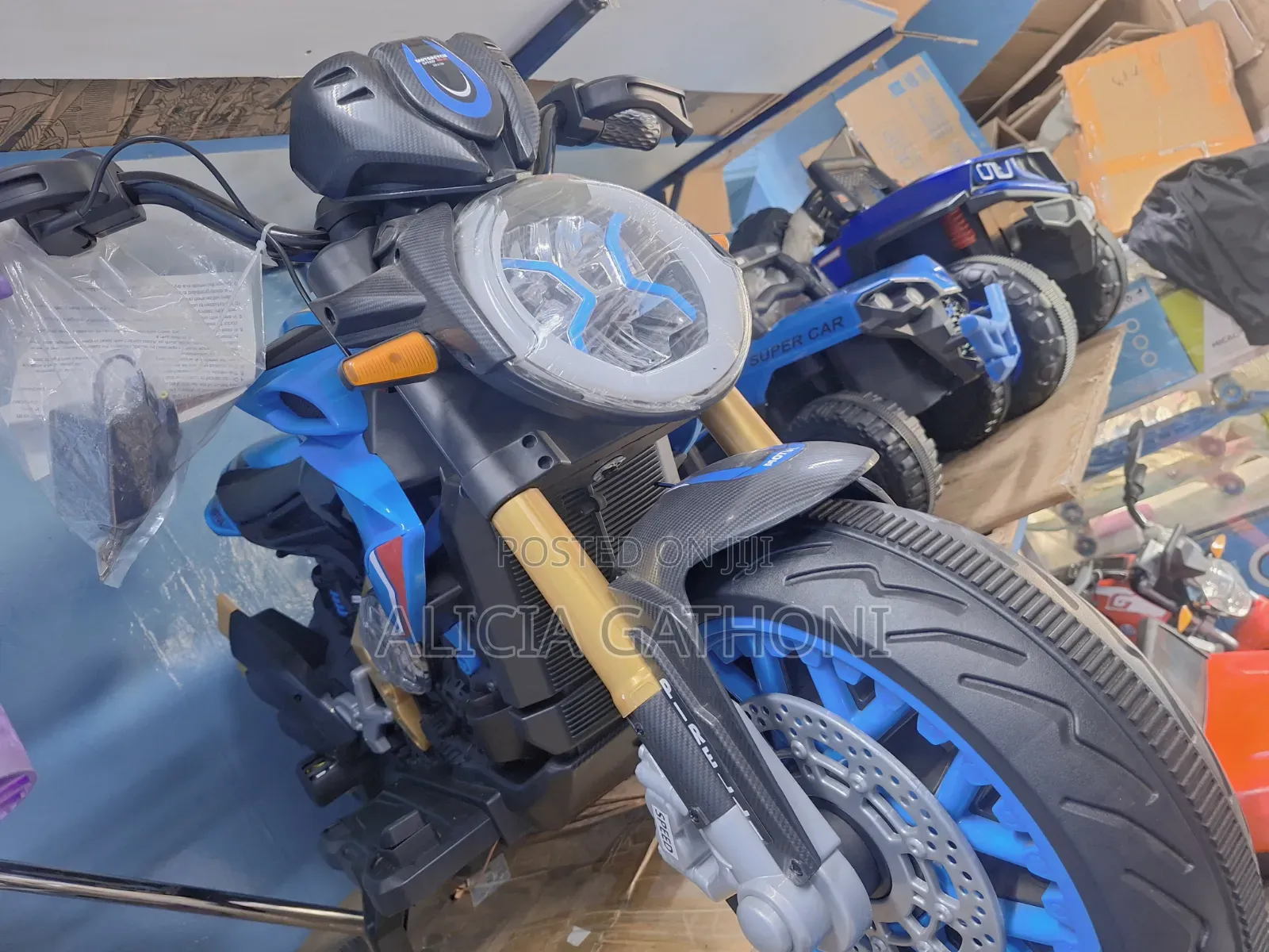 Blue Kids Electric Bike 4_12yrs With Music