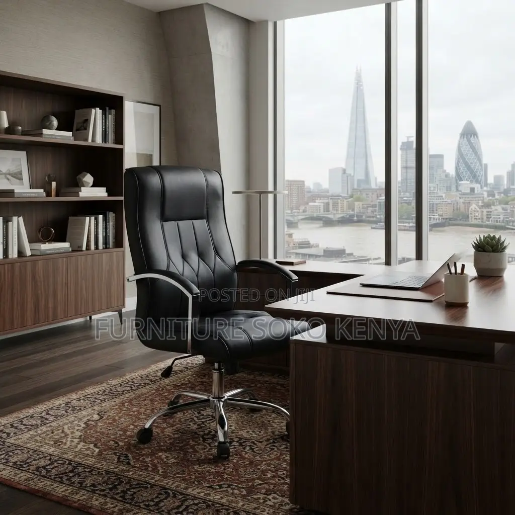 Office Chair; High Back Leather Executive Office Diplomats Chair
