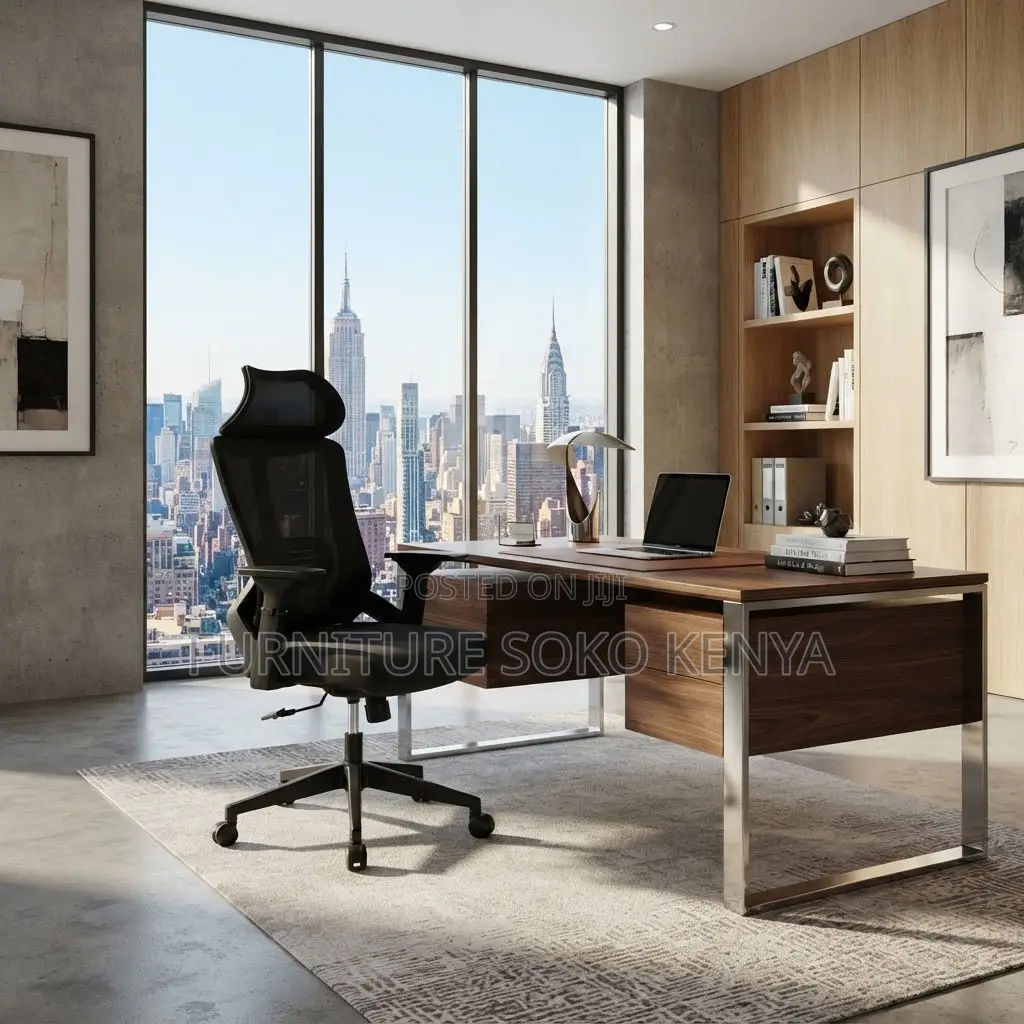 Office Chair; Adjustable High Back Office Lammer Chair With Headrest