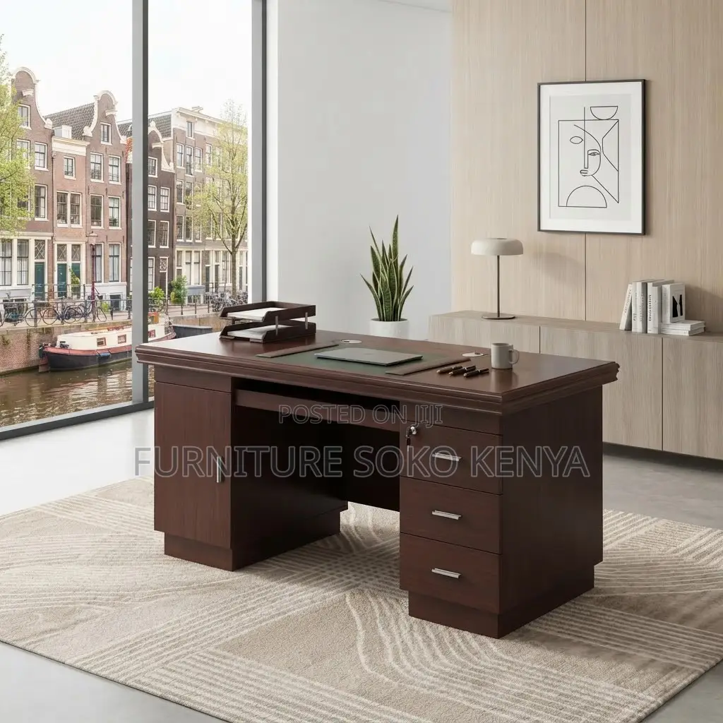 Office Desk; 1.4m Executive Office Desk – Mahogany Polish