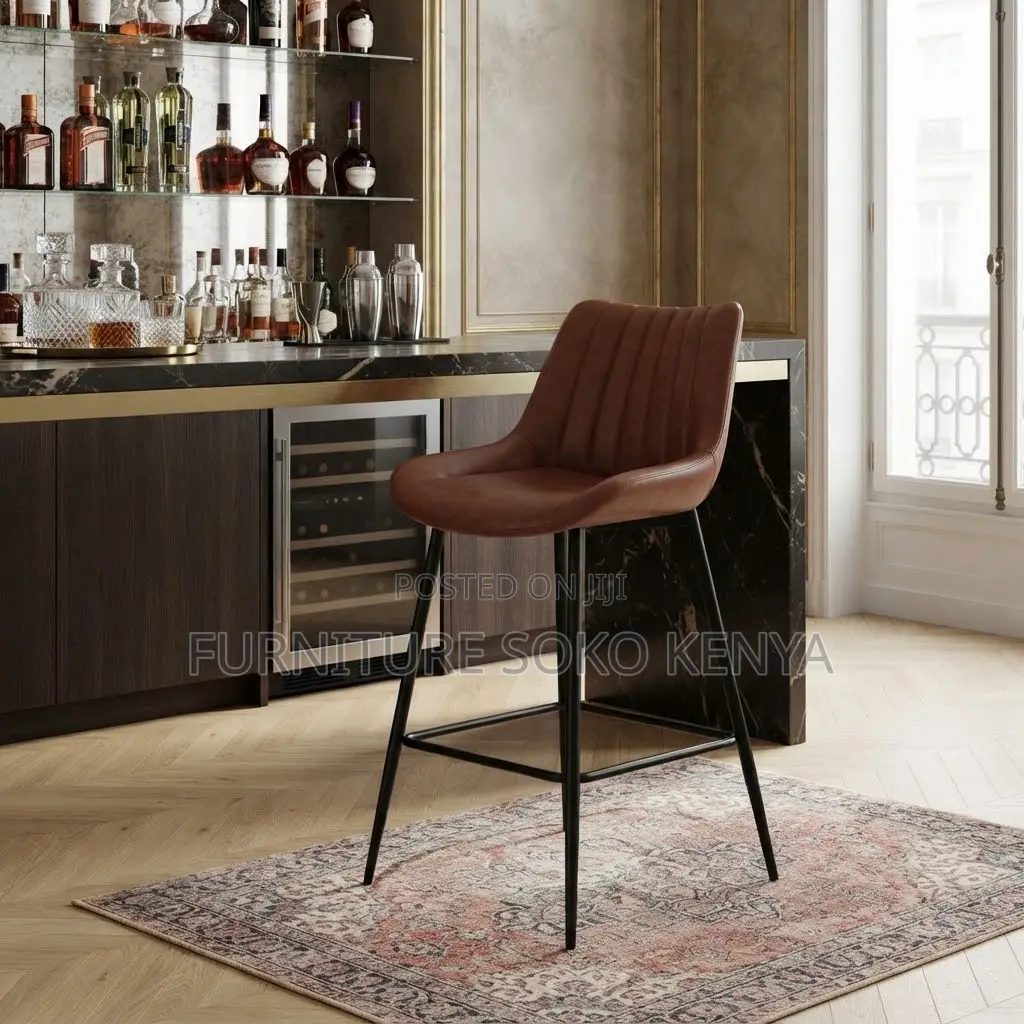 Barstools; Modern Non Adjustable Bar Stool With Backrest Footrest