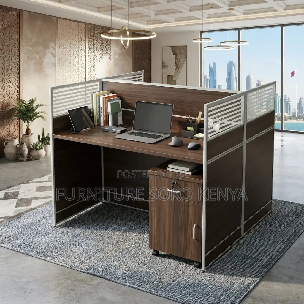 Workstation; 1.2m × 1.2m Two-Way Workstation With 2 Drawer Pedestals
