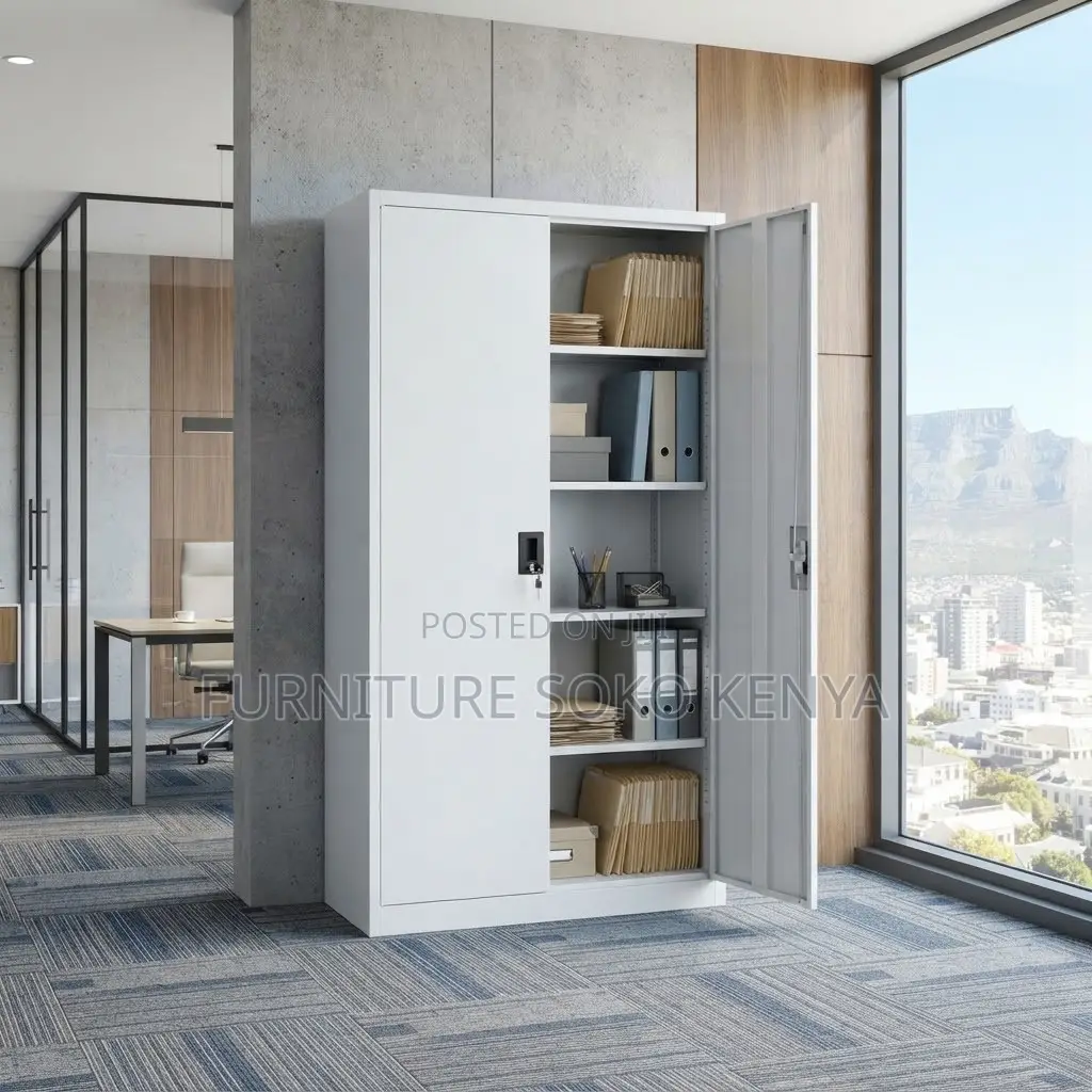 Office Cabinet; Grey Heavy-Duty Steel File Cabinet Locks