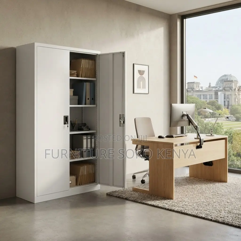 Office Cabinet; Grey Heavy-Duty Steel File Cabinet Locks