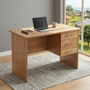 Office Desk : Brown 120cm Clerical Office Desk With Drawers