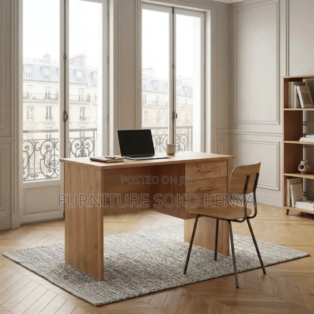 Office Desk : Brown 120cm Clerical Office Desk With Drawers
