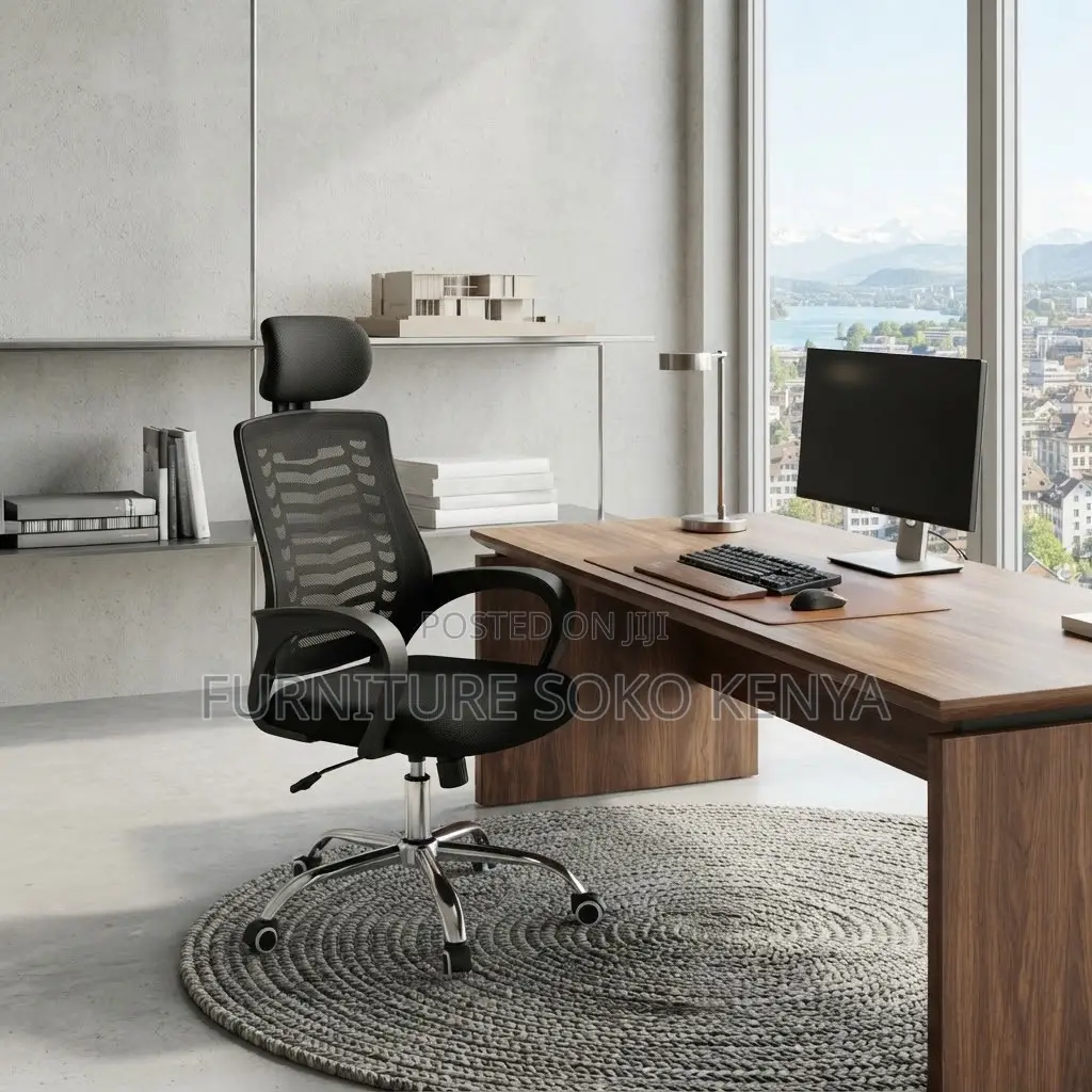 Office Chair : Ergonomic Adjustable Height Office Chair With Headrest