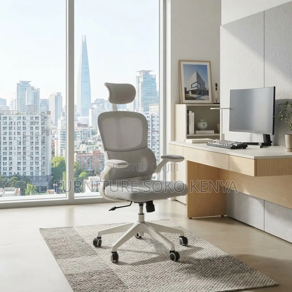 Office Chairs; White Ergonomic High Back Orthopedic OfficeChair.