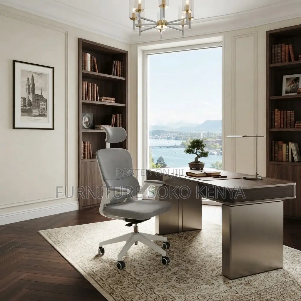 Office Chairs; White Ergonomic High Back Orthopedic OfficeChair.