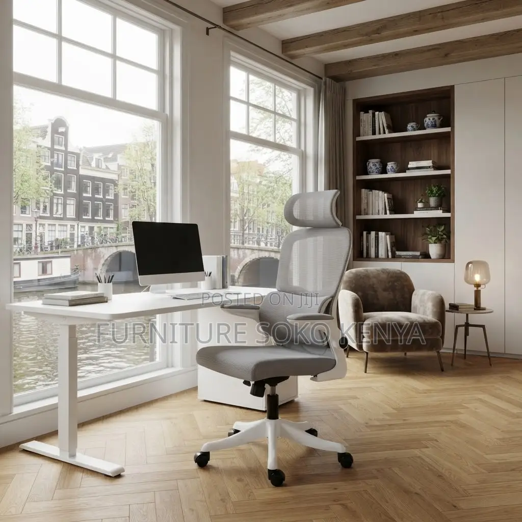 Office Chairs; White Ergonomic High Back Orthopedic OfficeChair.