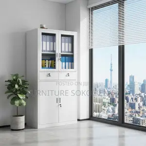 Office Cabinet : Metallic Glass Doors Filing Cabinet