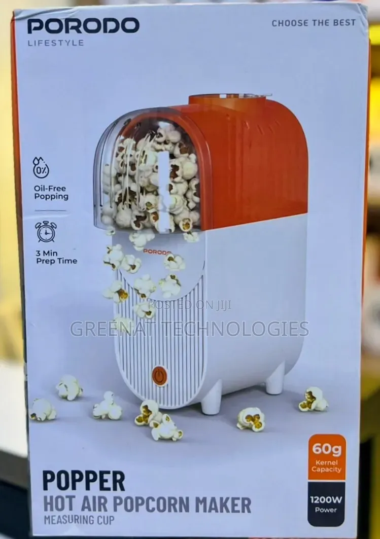 Porodo Lifestyle 
Popper Hot Air Popcorn Maker 1200Watts