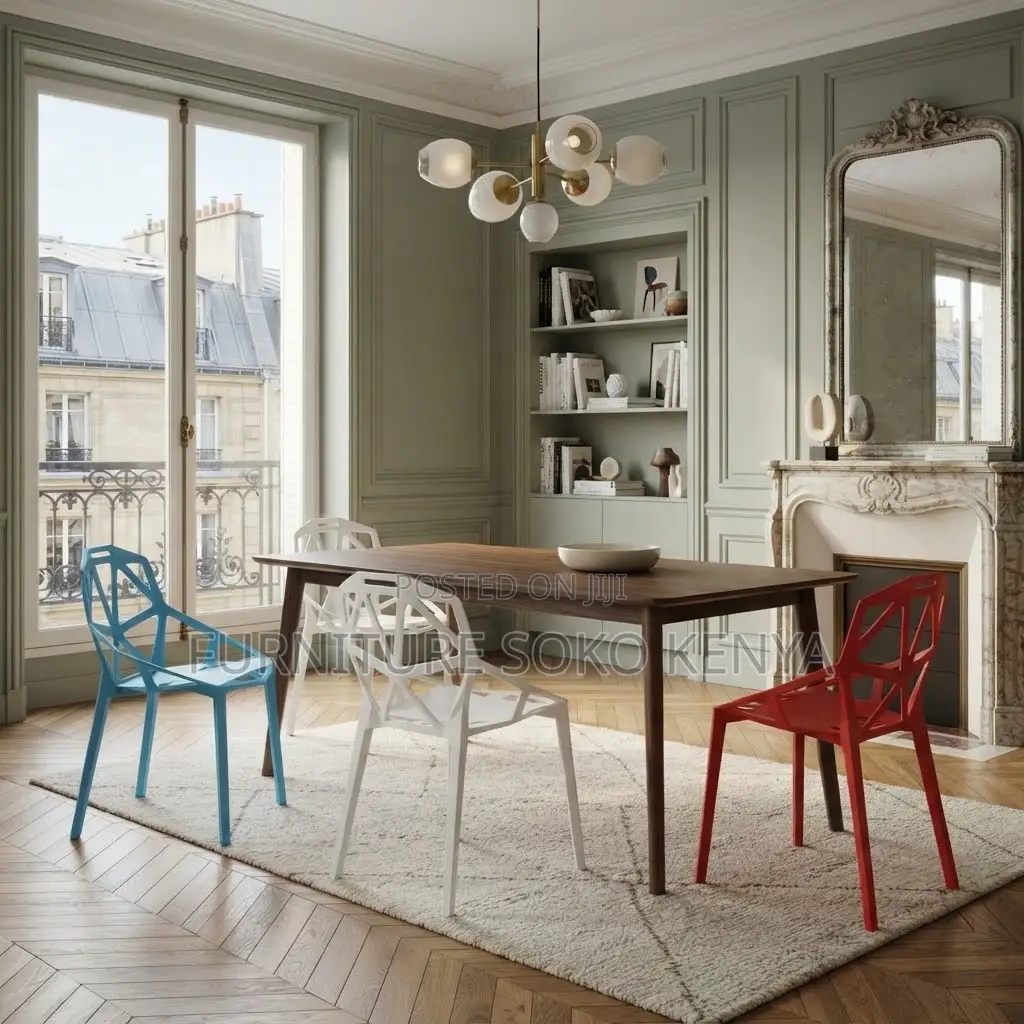 Home Chair: High Back Stackable Plastic Dining Chair