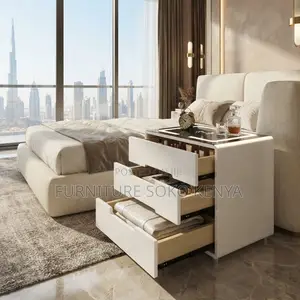 Night Stand; Bedside Table With Wireless Charger and Storage Drawers