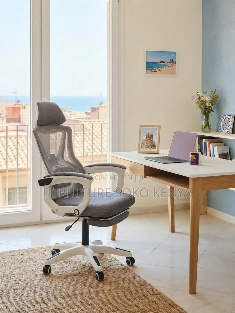 Office Chair; Ergonomic Mesh Office Chair With Footrest Headrest