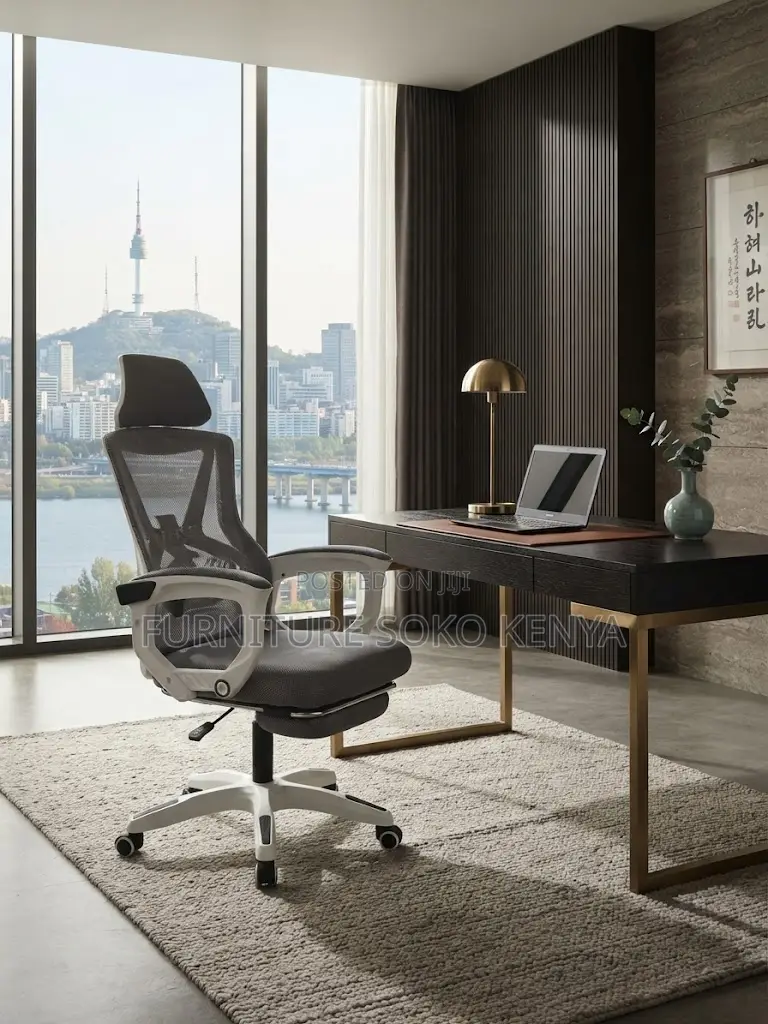 Office Chair; Ergonomic Mesh Office Chair With Footrest Headrest