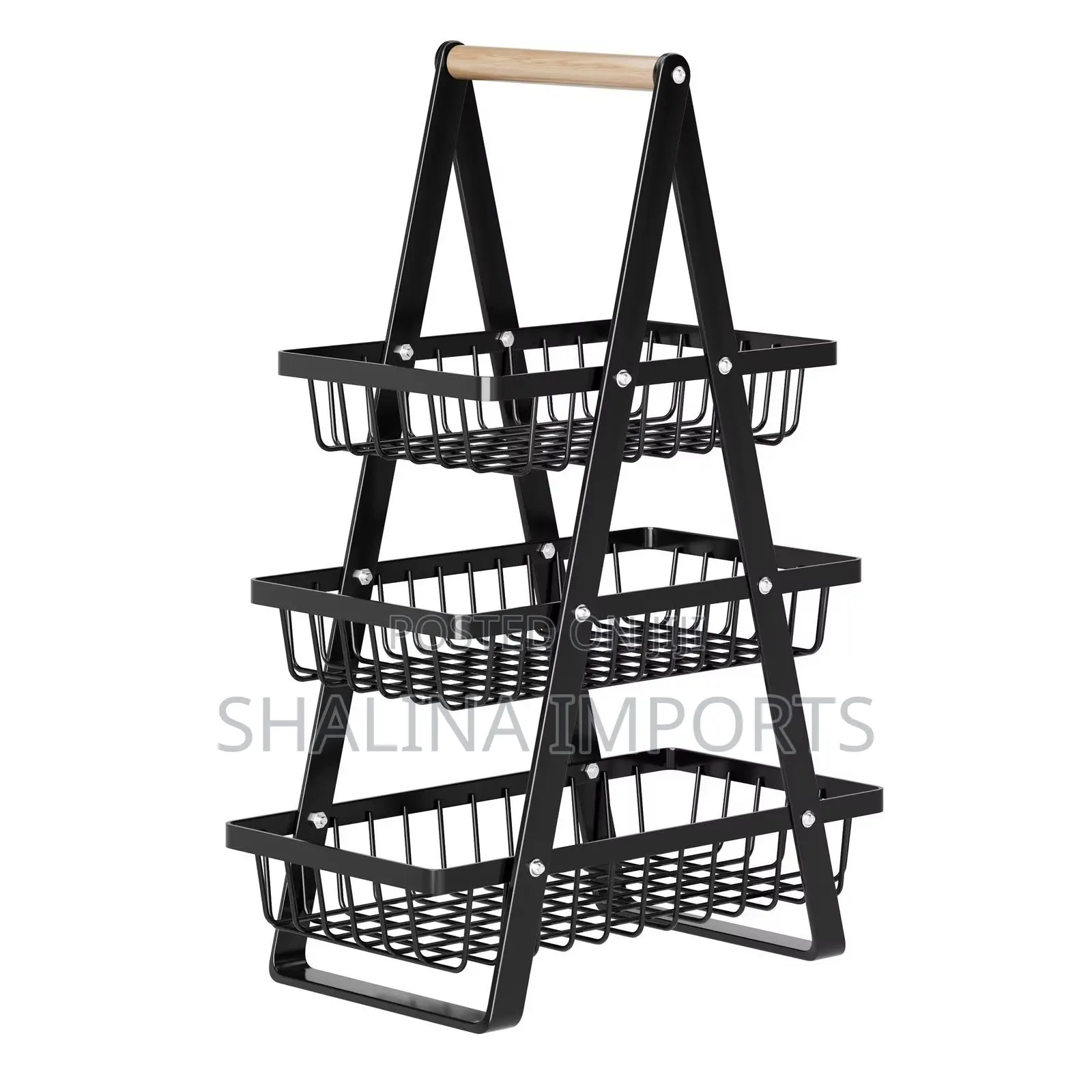 Triangular 3 Layer 3 Tier Metallic Mesh Fruit Basket