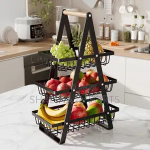 Triangular 3 Layer 3 Tier Metallic Mesh Fruit Basket