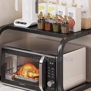 1-Tier Metallic Microwave Organizer Shelf Stand 55x35x35cm