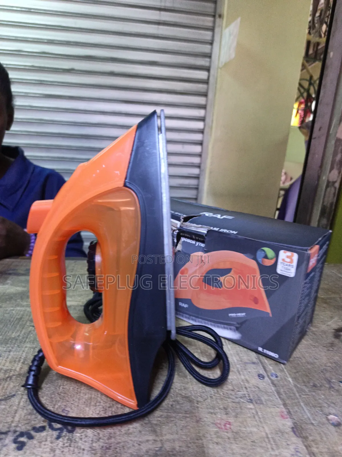RAF Heavy Steam Iron Box (1800W) – Orange & Black