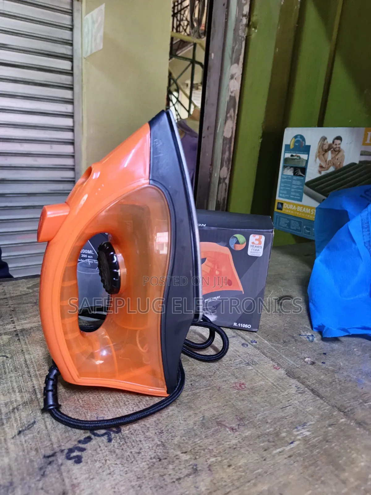 RAF Heavy Steam Iron Box (1800W) – Orange & Black