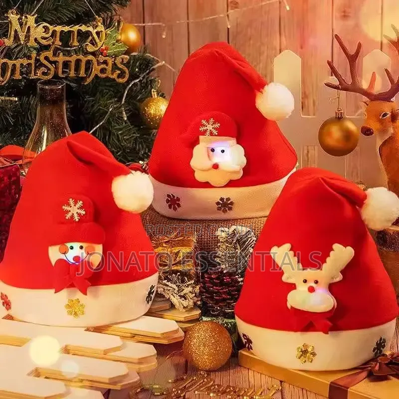 LED Light Up Christmas Santa Hat for Kids and Adults