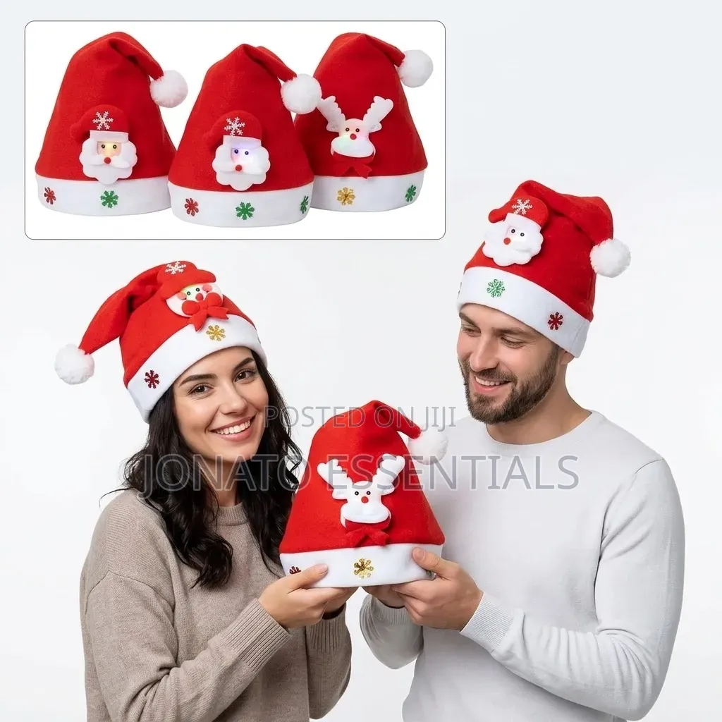 LED Light Up Christmas Santa Hat for Kids and Adults