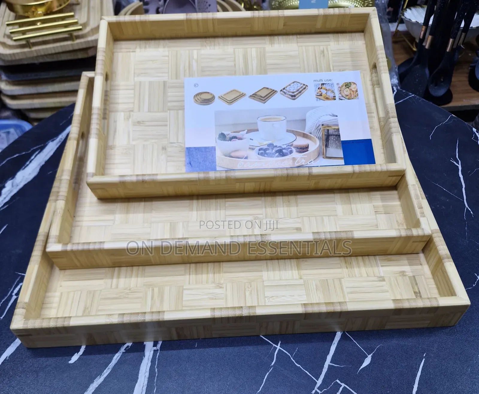 Multi-Functional Bamboo Food Serving Trays for Household Use/Decor