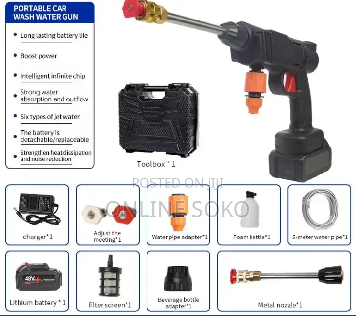 Multipurpose Cordless HighPressure Car Wash Spray Gun Cleaning Machine