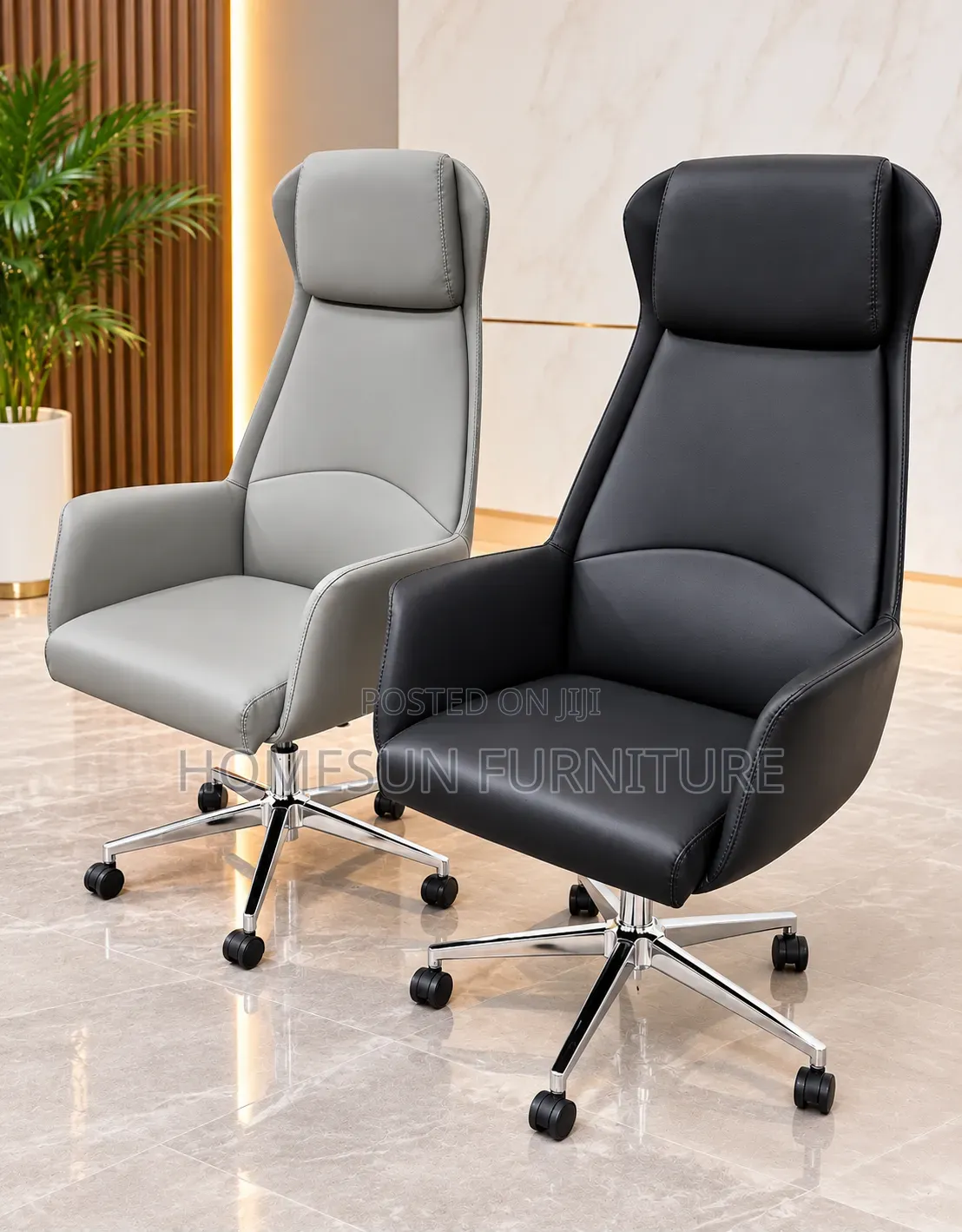 Executive Office Chair – High-Back Swivel Chair With Chrome Base