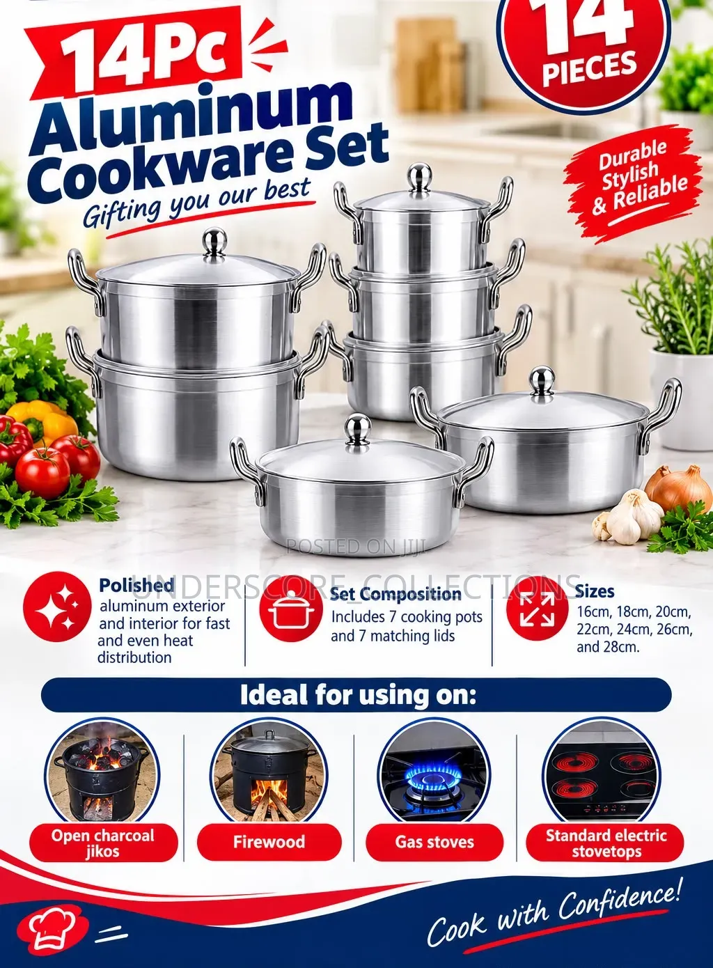 14pc Aluminum Cookware Set