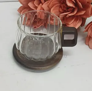 Glass Cup Plus Wooden Coaster