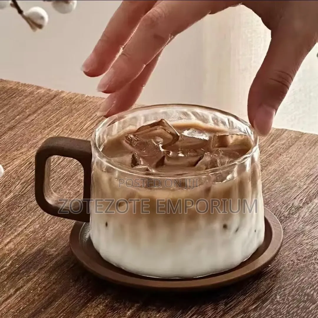 Glass Cup Plus Wooden Coaster