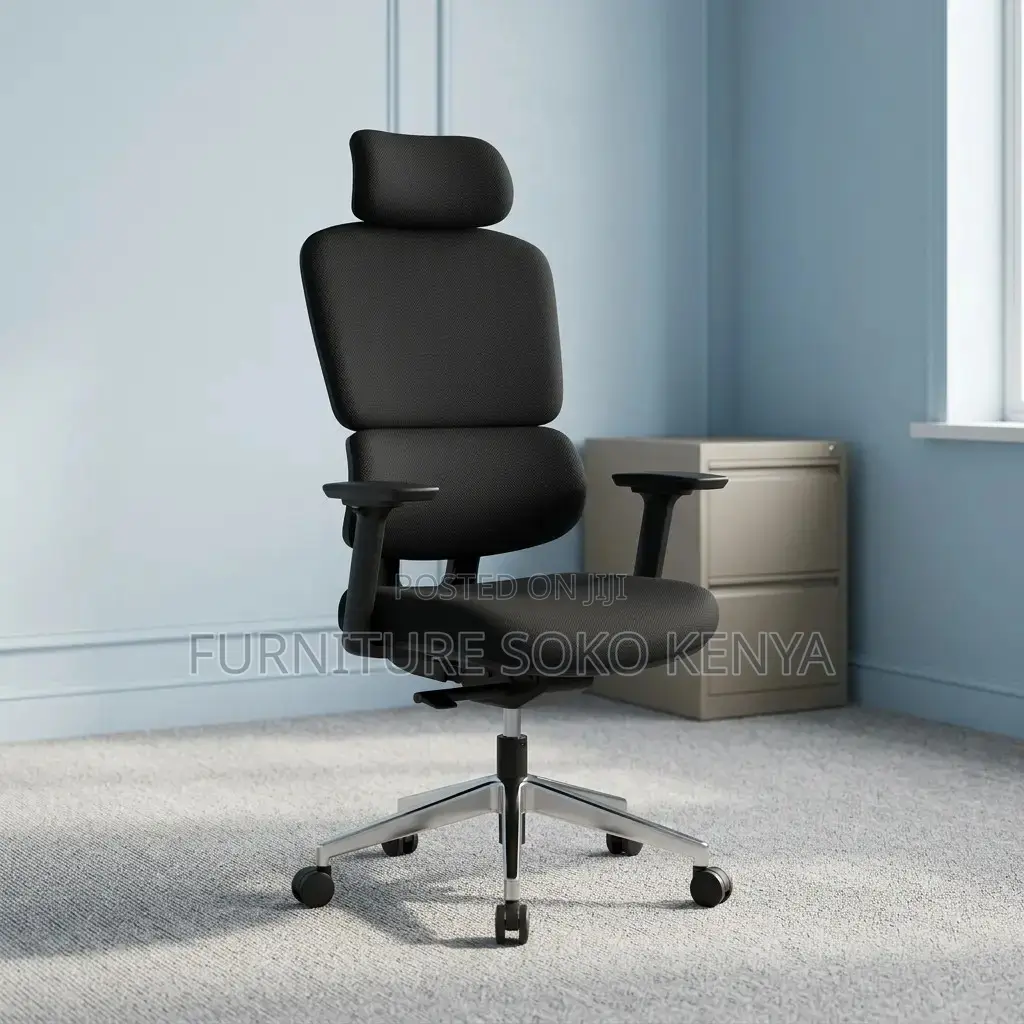 Office Chair : Full Fabric Orthopedic High-Back Office Chair