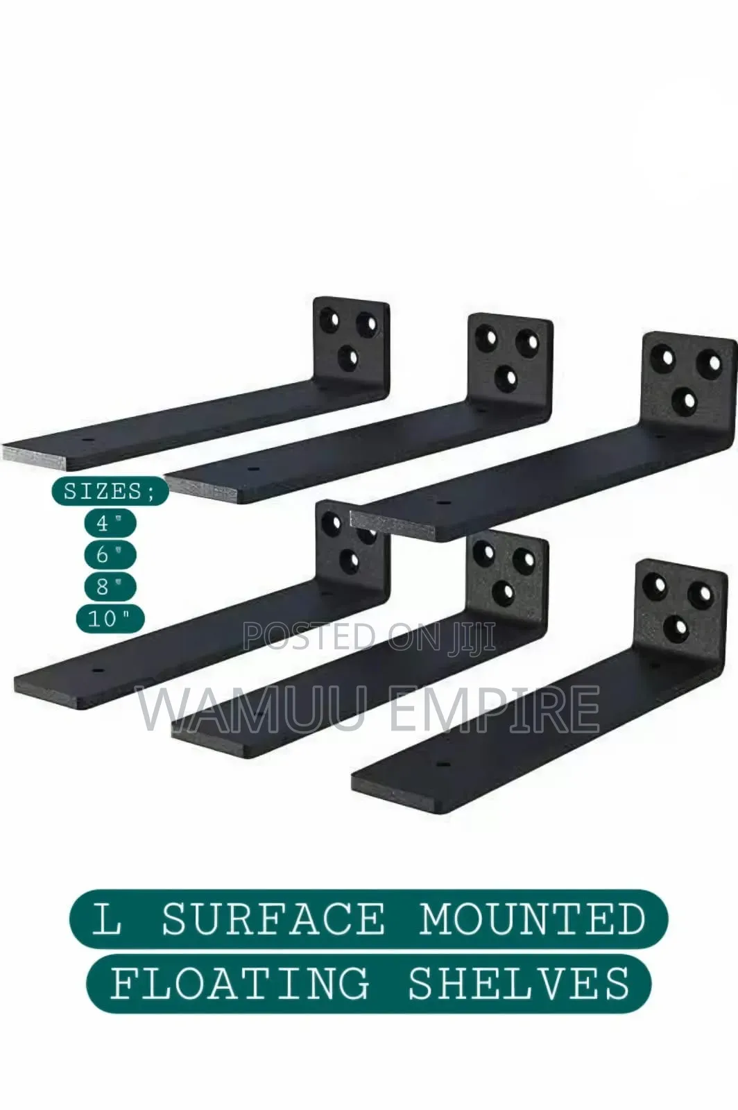 Black Metal L-Shaped Brackets (Surface-Mounted Floating Shelves)