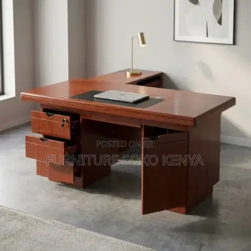 Office Desk : KOI Executive Mahogany-Finish Office Desk