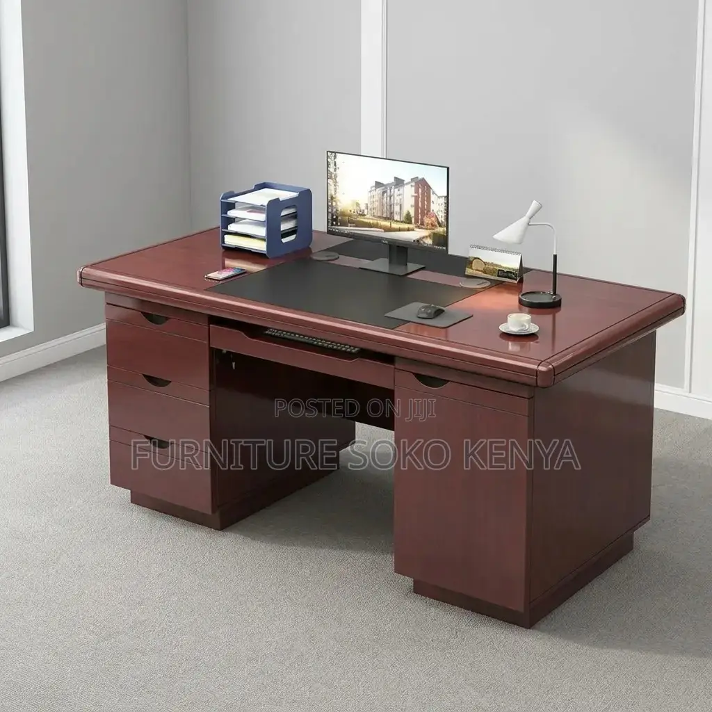 Office Desk : KOI Executive Mahogany-Finish Office Desk
