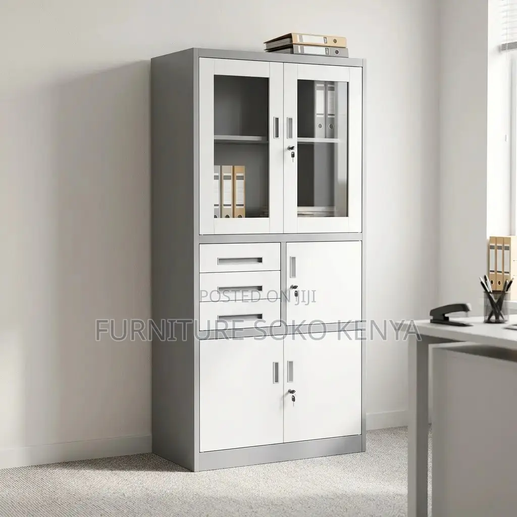 Office Cabinet : Modern Multi-Tier Steel Storage Cabinet With Safe