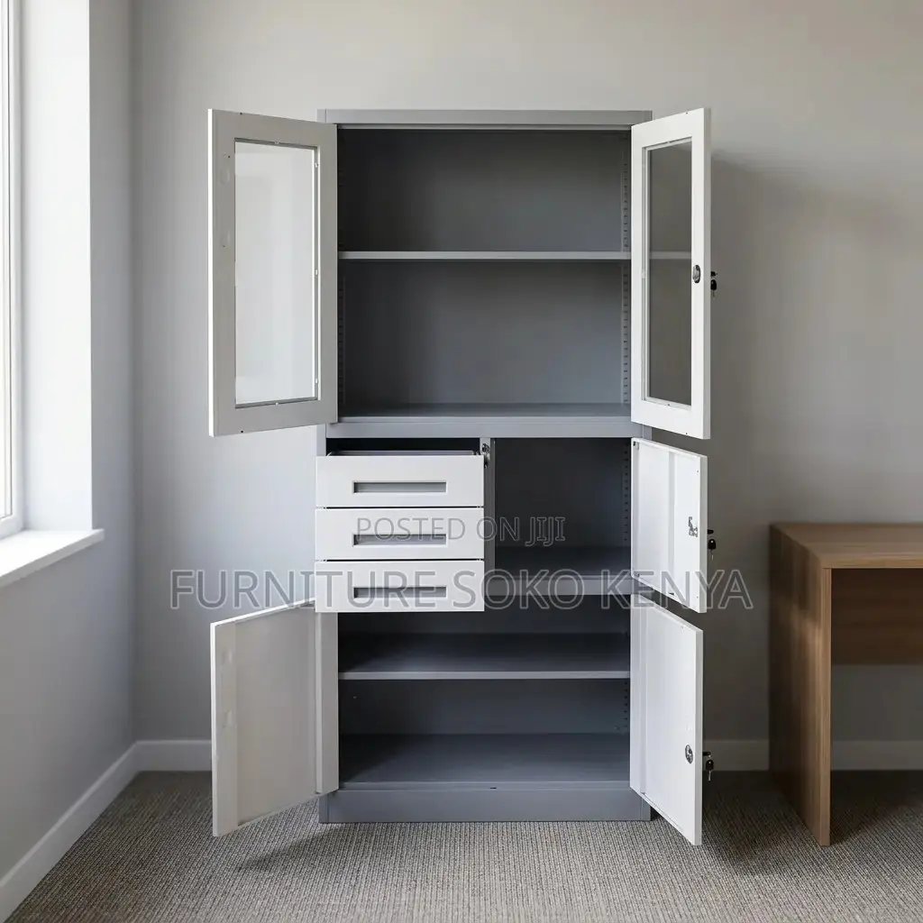 Office Cabinet : Modern Multi-Tier Steel Storage Cabinet With Safe
