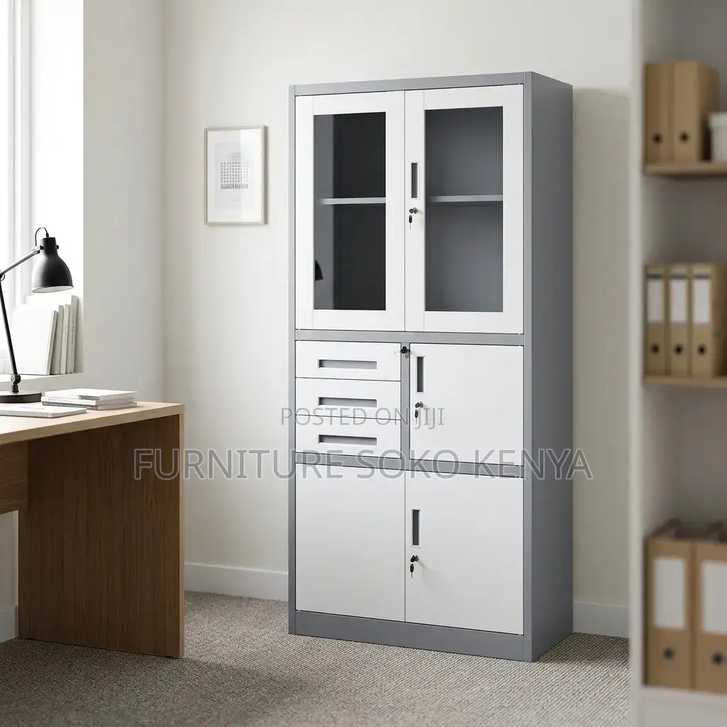 Office Cabinet : Modern Multi-Tier Steel Storage Cabinet With Safe