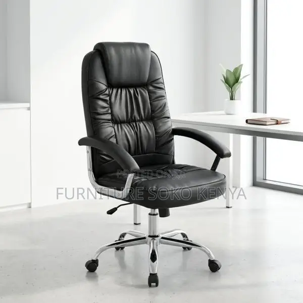 Office Chair : High-Back Black PU Leather Office Chair