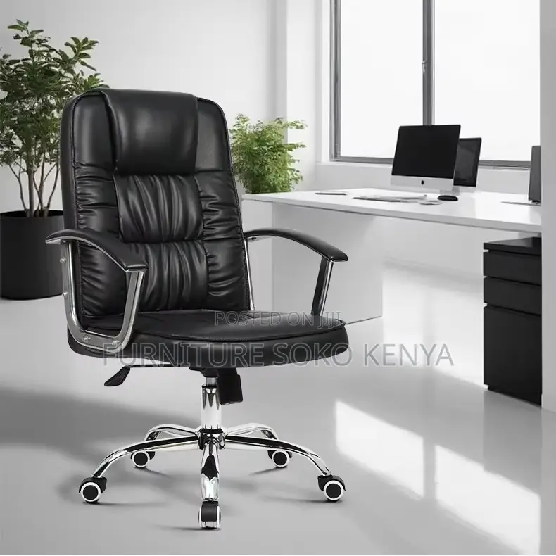 Office Chair : High-Back Black PU Leather Office Chair